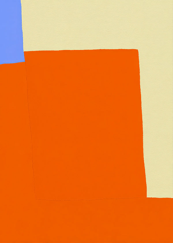 Cuadro abstracto en bloques naranja y crema