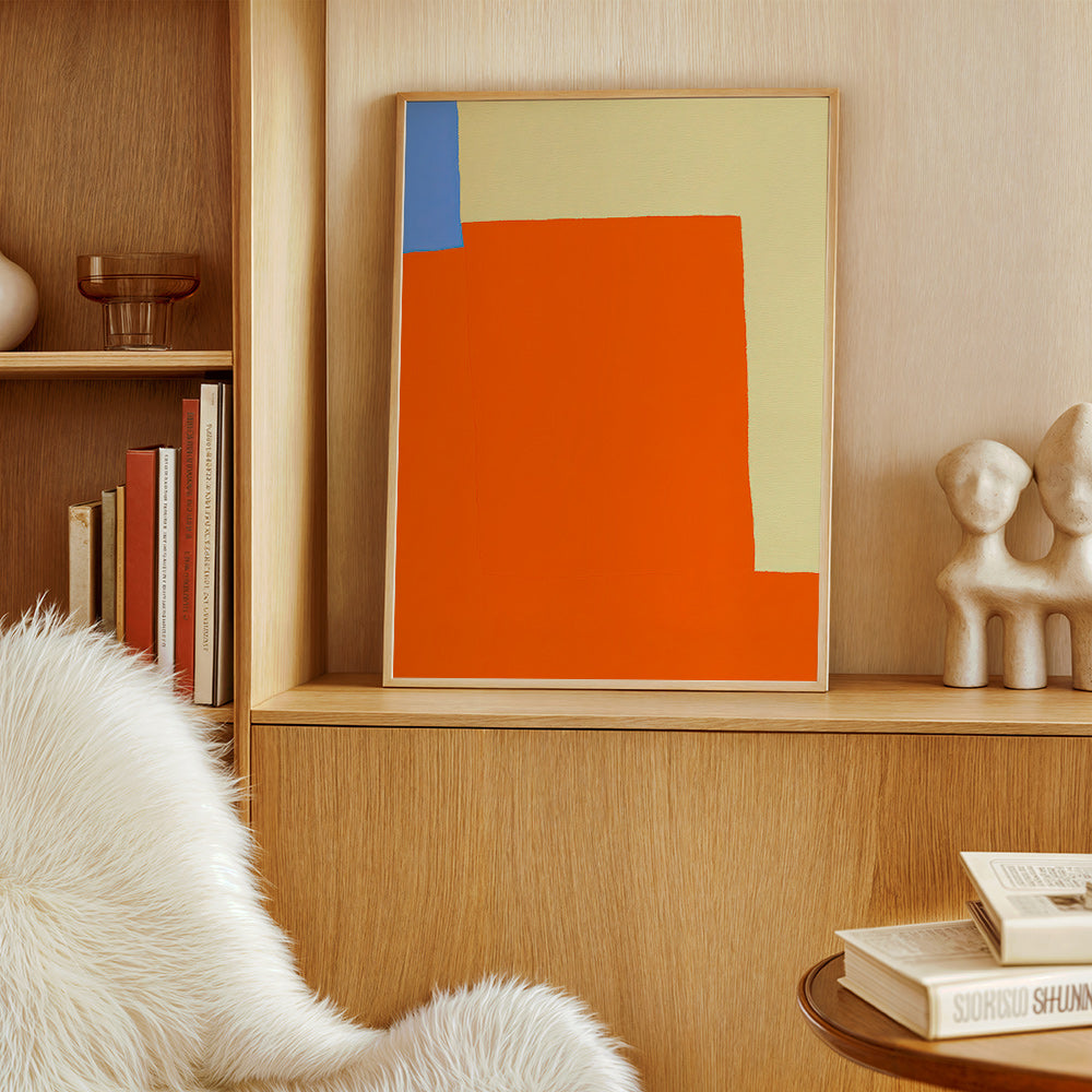 Cuadro abstracto en bloques naranja y crema – Product1