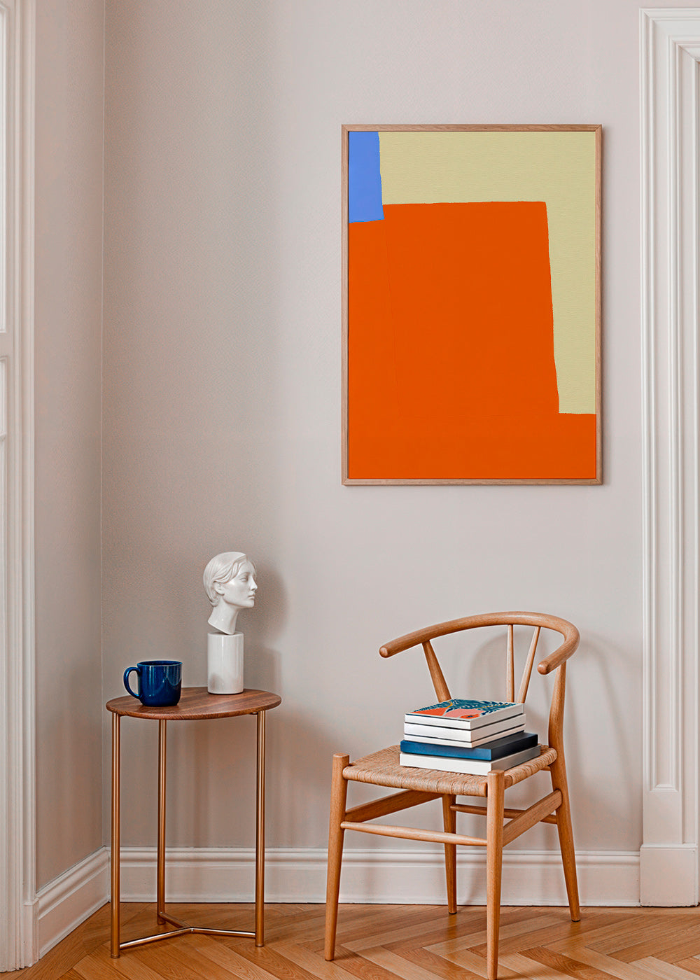 Cuadro abstracto en bloques naranja y crema – Product3