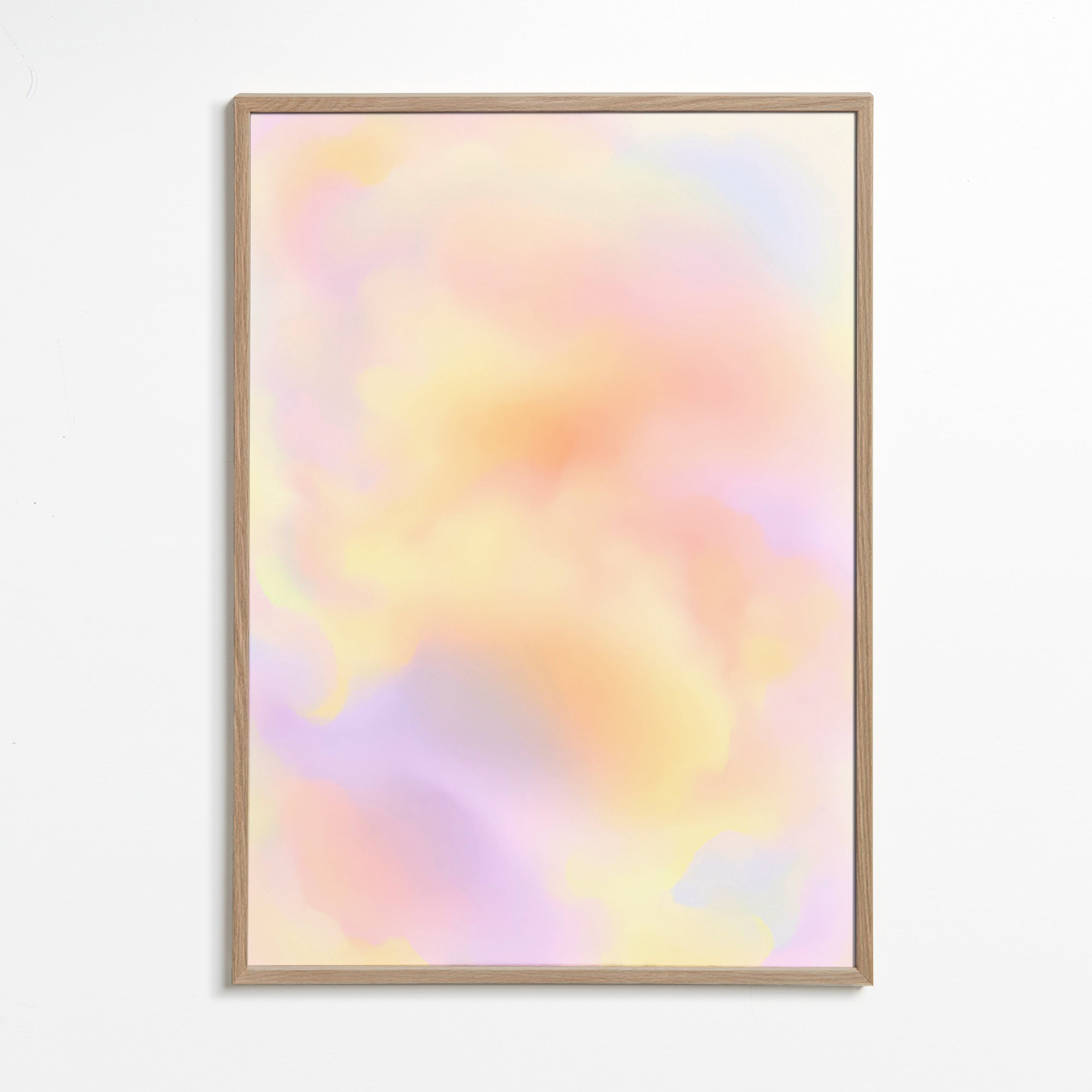 Cuadro abstracto nubes en tonos pastel – Oak Frame