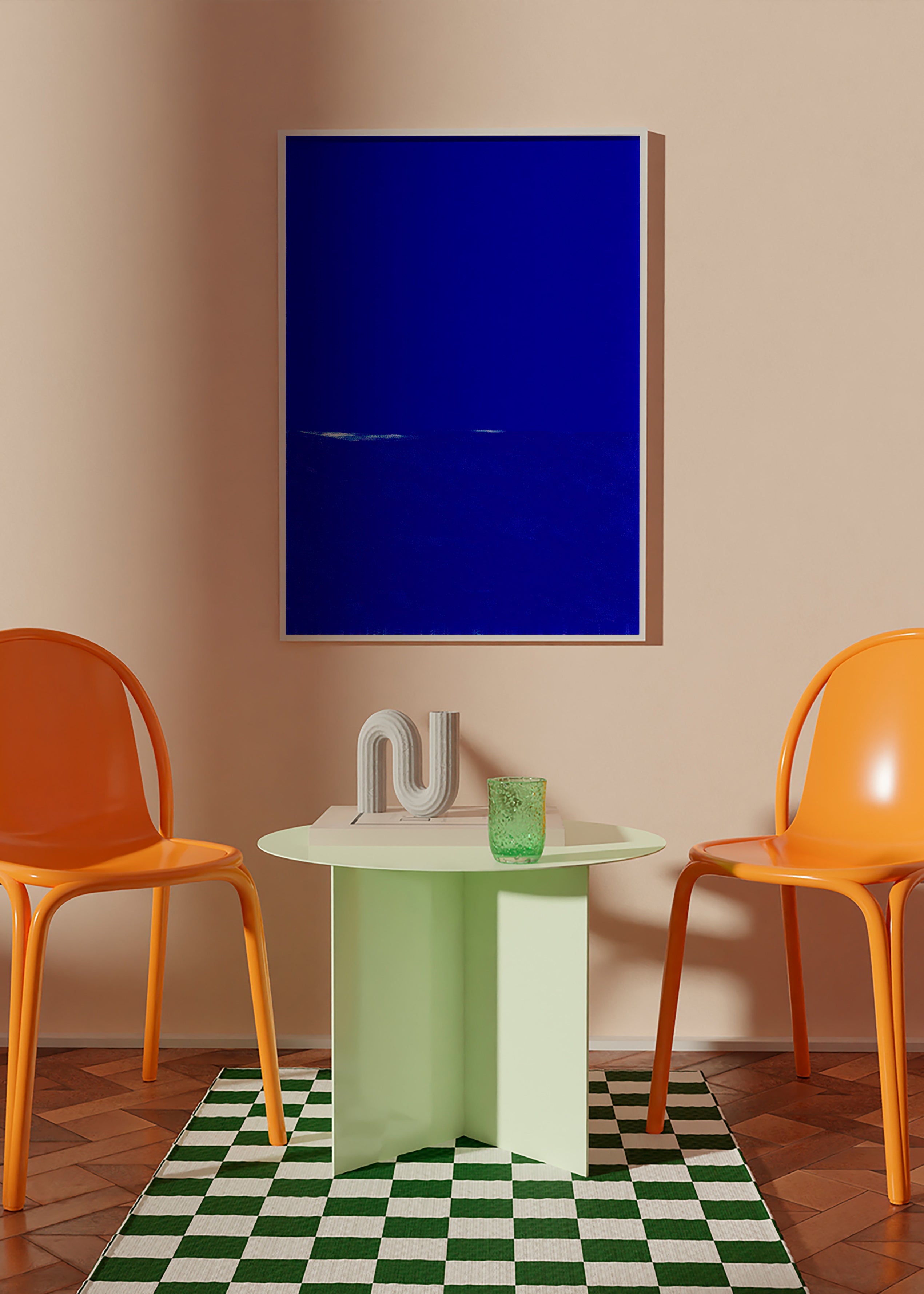 Cuadro abstracto azul con horizonte sutil – Product1