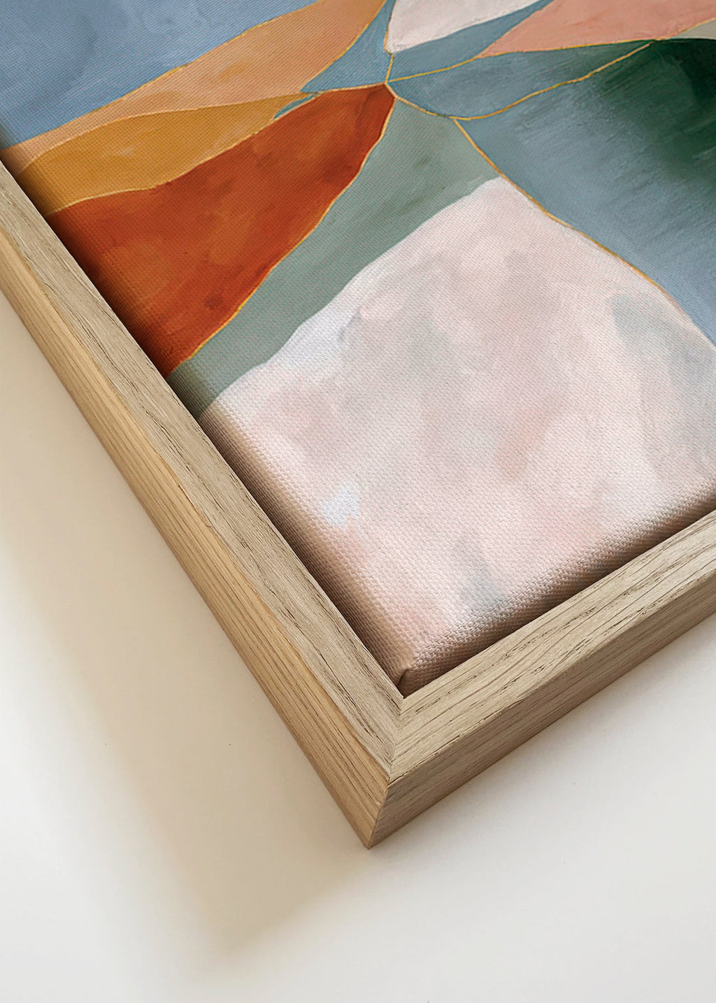 Cuadro de paisaje con valle y río en tonos tierra – Canvas detail