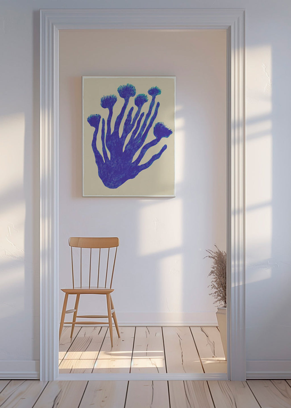 Lámina botánica Indigo Coral – Canvas