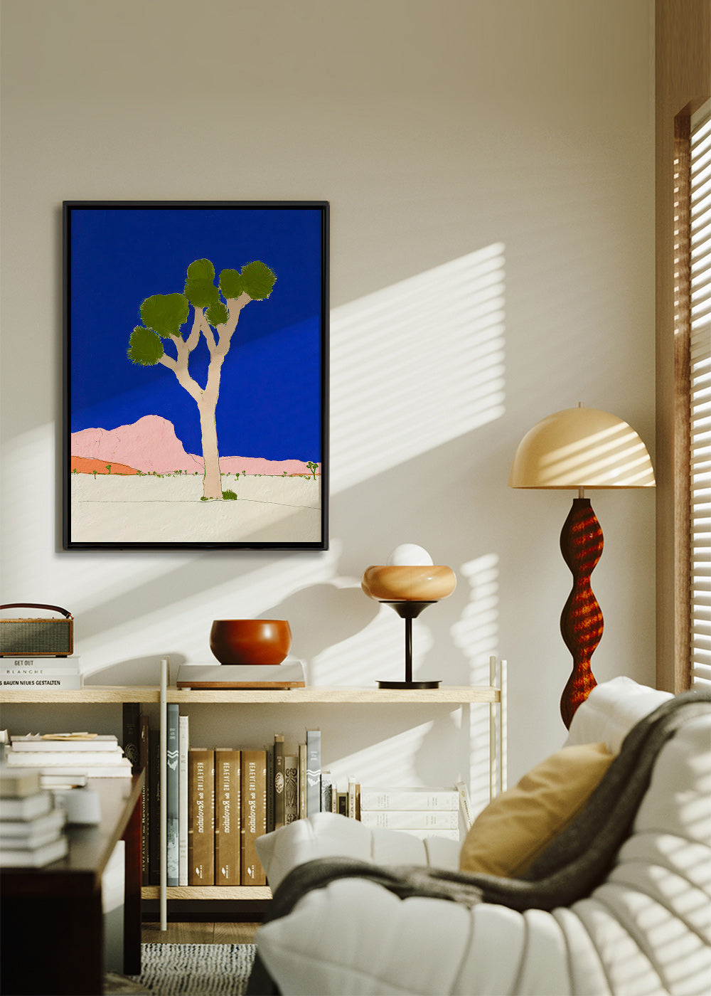 Cuadro de paisaje con árbol desértico y cielo azul intenso – Canvas1