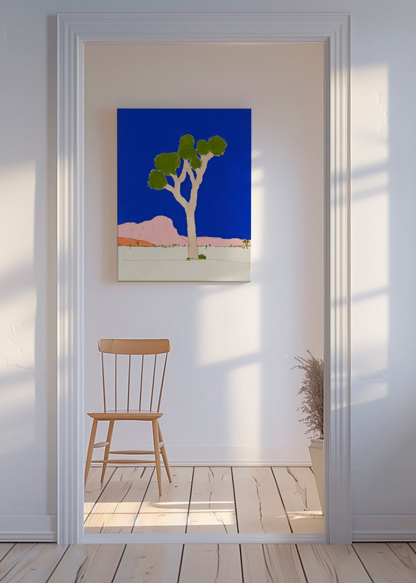 Cuadro de paisaje con árbol desértico y cielo azul intenso – Canvas