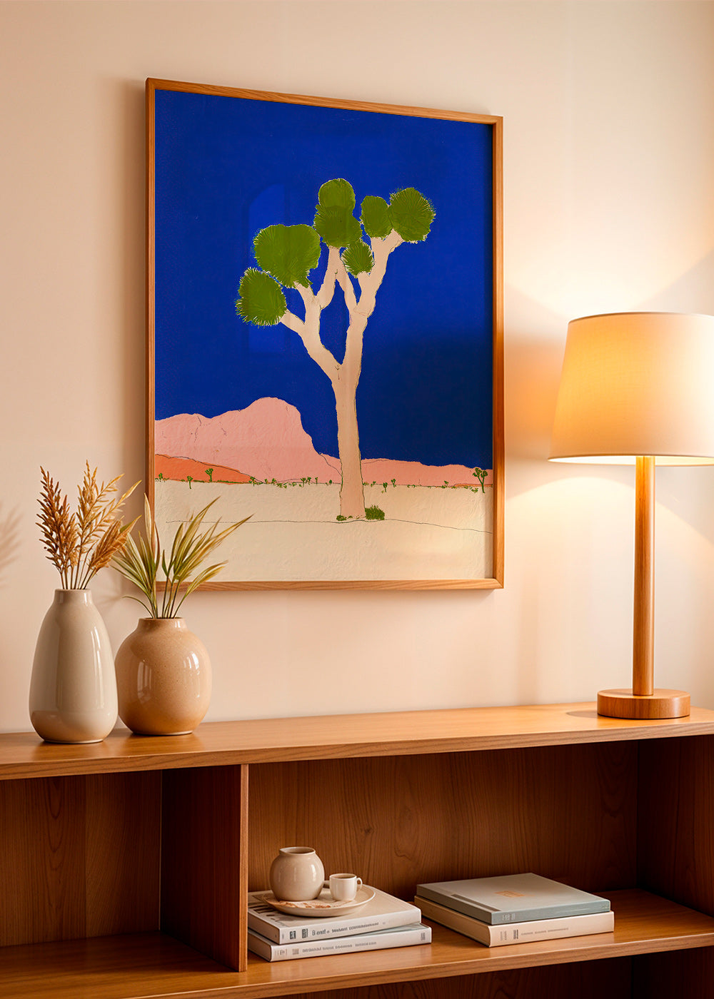 Cuadro de paisaje con árbol desértico y cielo azul intenso – Product2