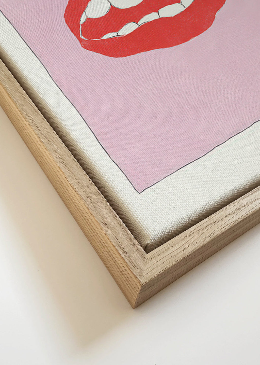 Ilustración de labios rojos sobre fondo rosa – Canvas detail