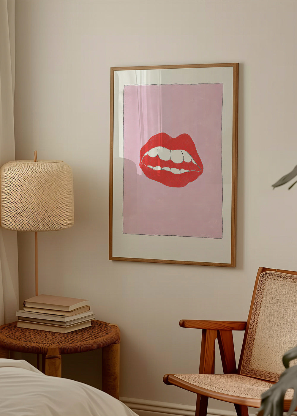 Ilustración de labios rojos sobre fondo rosa – Product3