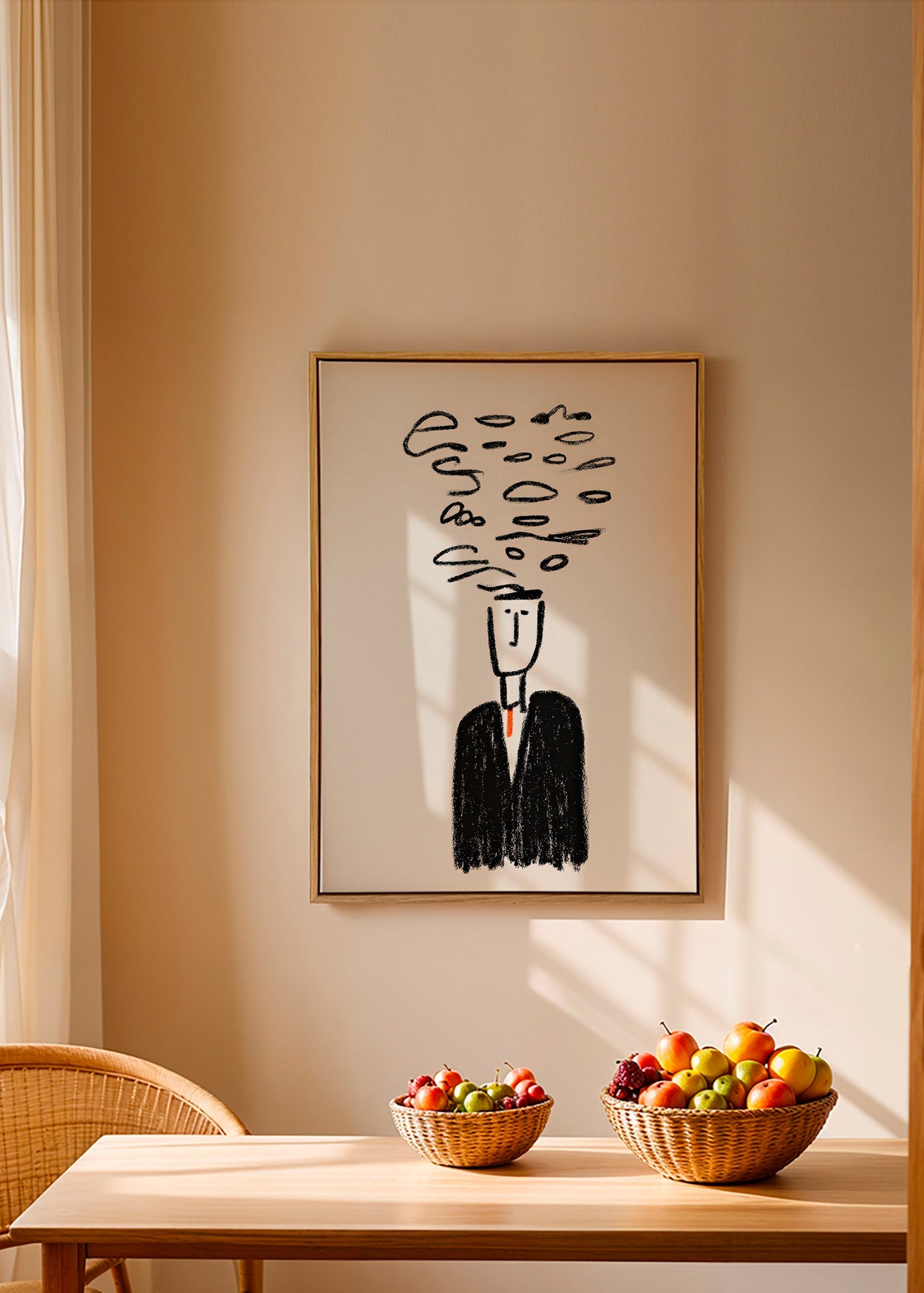 Ilustración minimalista con figura y humo – Canvas2