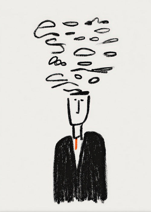 Ilustración minimalista con figura y humo