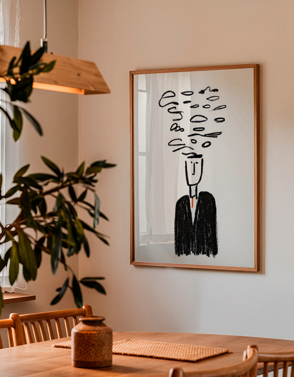Ilustración minimalista con figura y humo – Product1
