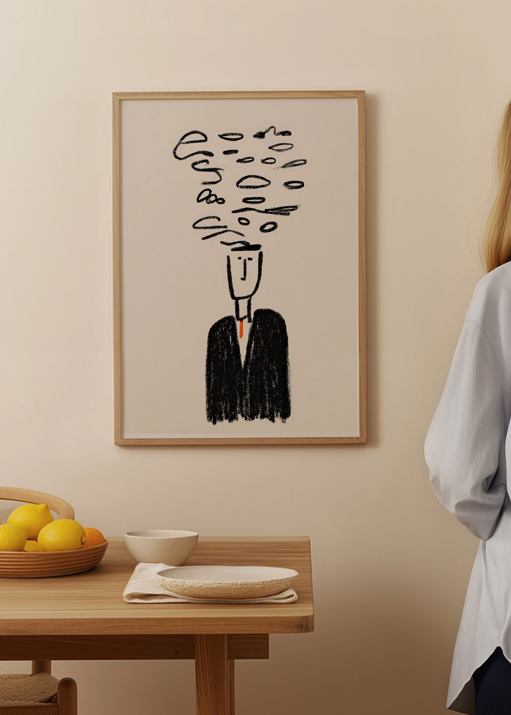 Ilustración minimalista con figura y humo – Product2