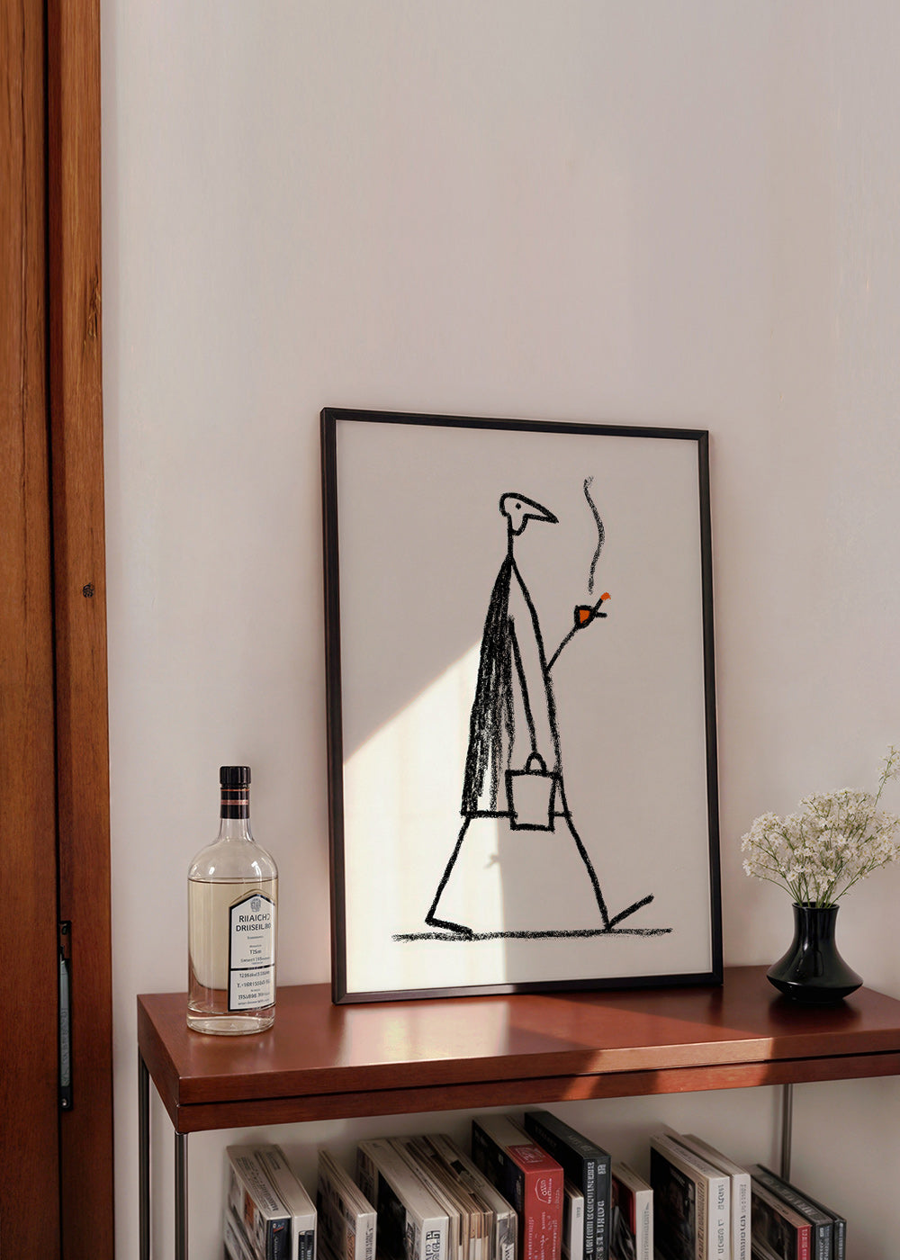 Ilustración minimal de figura fumando – Product2