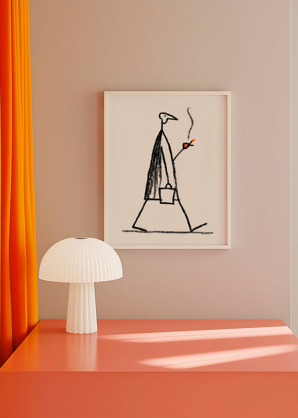 Ilustración minimal de figura fumando – Product3