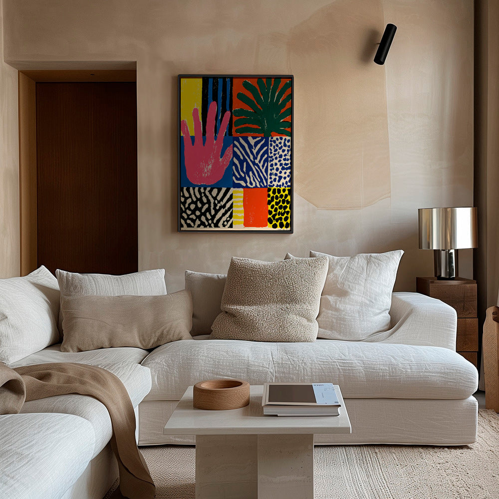 Lámina botánica manos y texturas coloridas – Canvas2