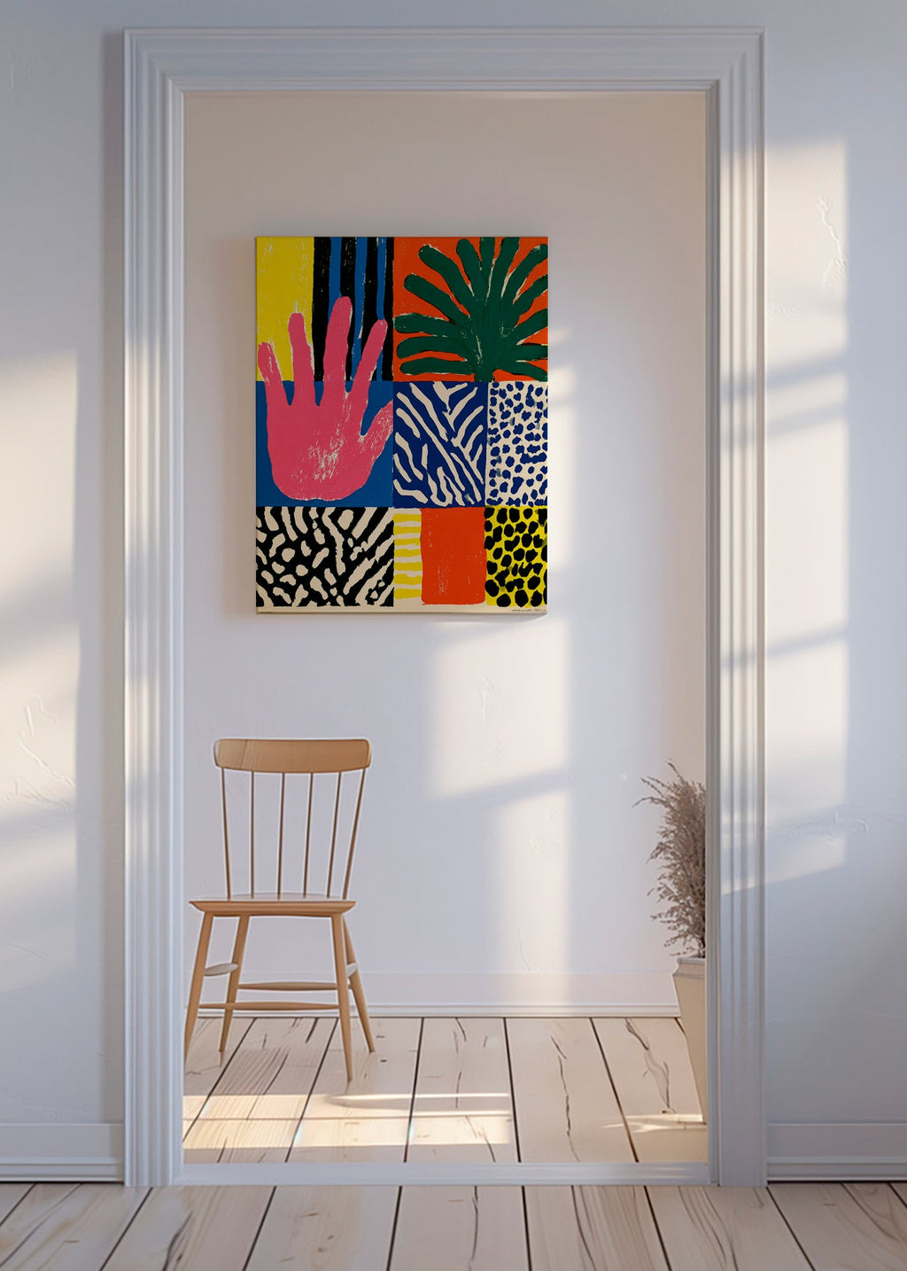 Lámina botánica manos y texturas coloridas – Canvas