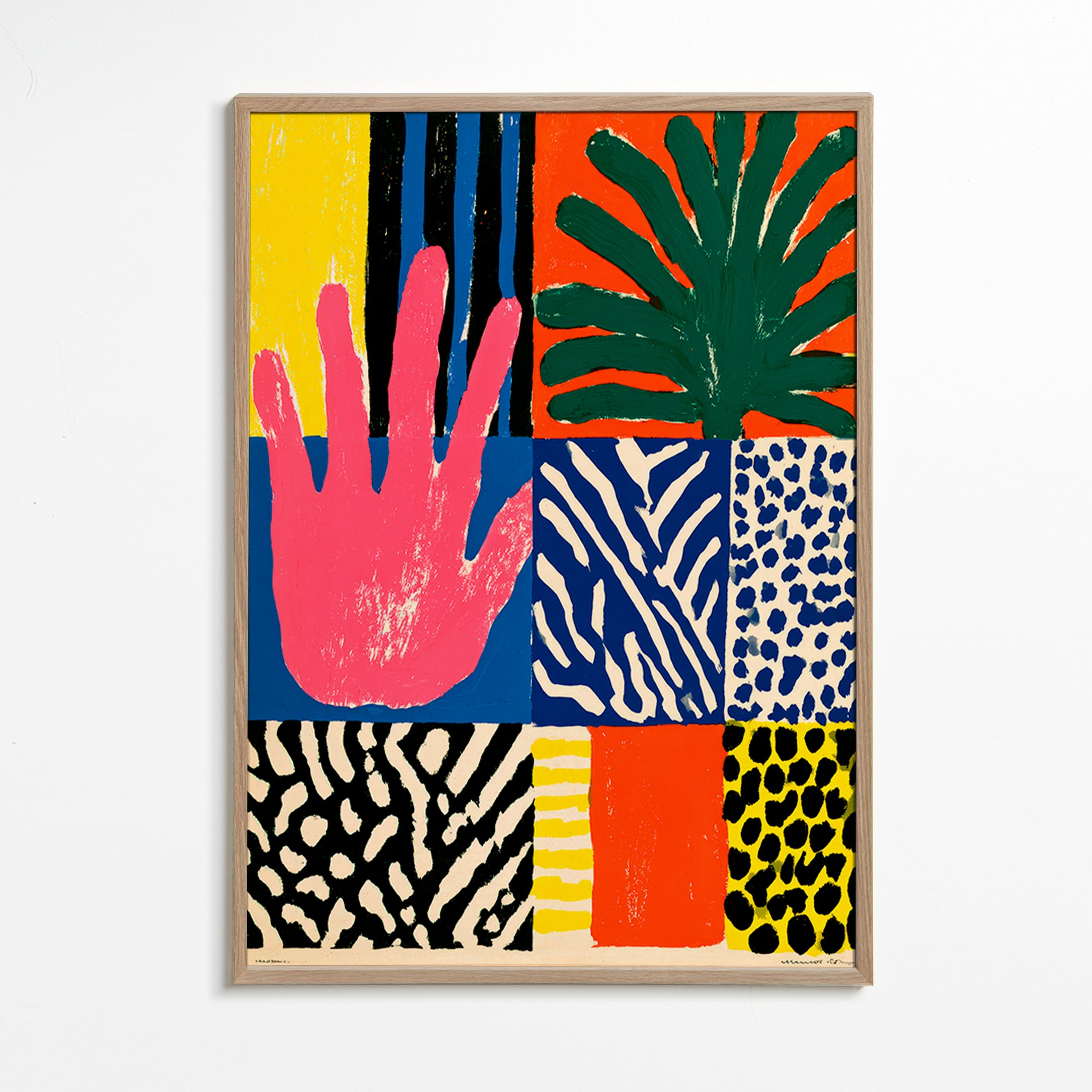 Lámina botánica manos y texturas coloridas – Oak Frame