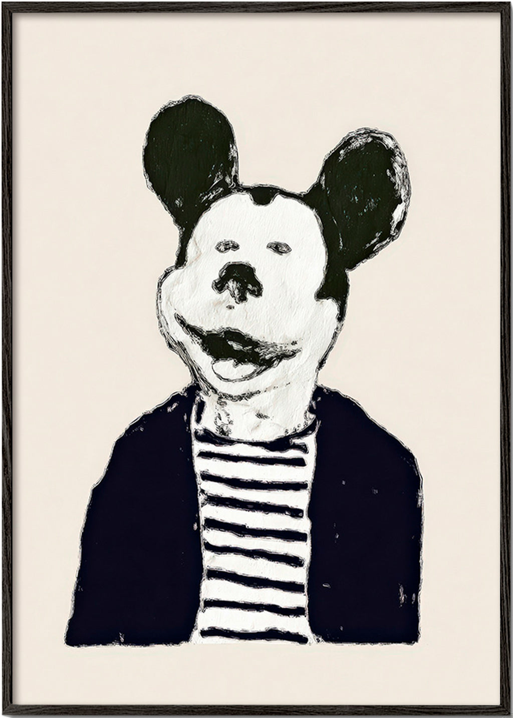 Cuadro animal con ratón caballero – Black Frame