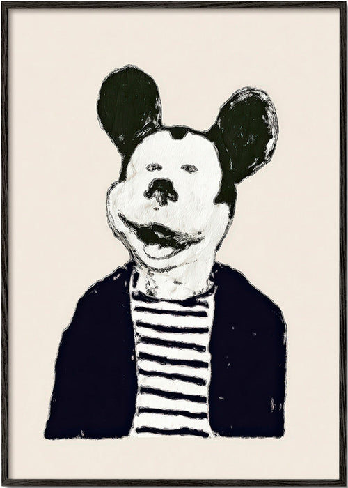 Cuadro animal con ratón caballero – Black Frame
