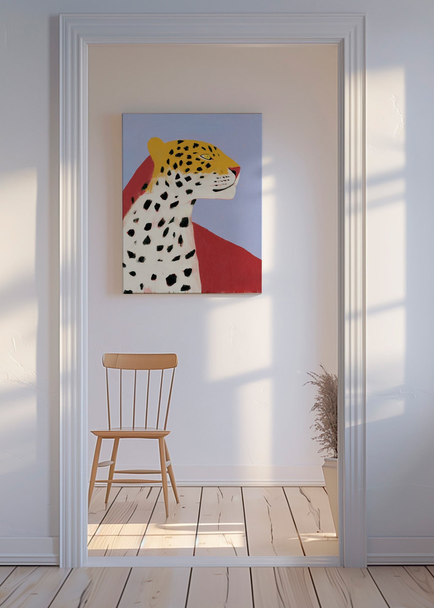 Cuadro Leopardo en perfil sobre fondo lavanda – Canvas