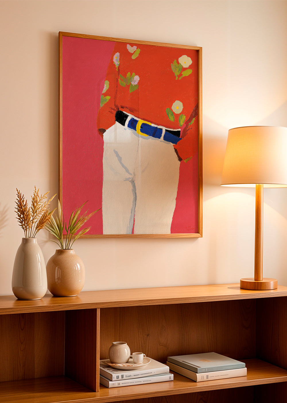 Ilustración torso con camisa floral y fondo rosa – Product2