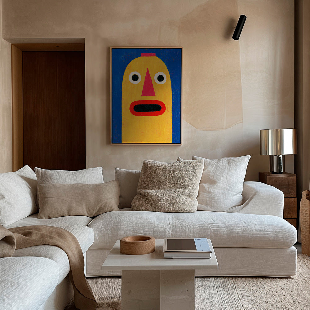 Ilustración máscara amarilla estilo pop – Canvas1