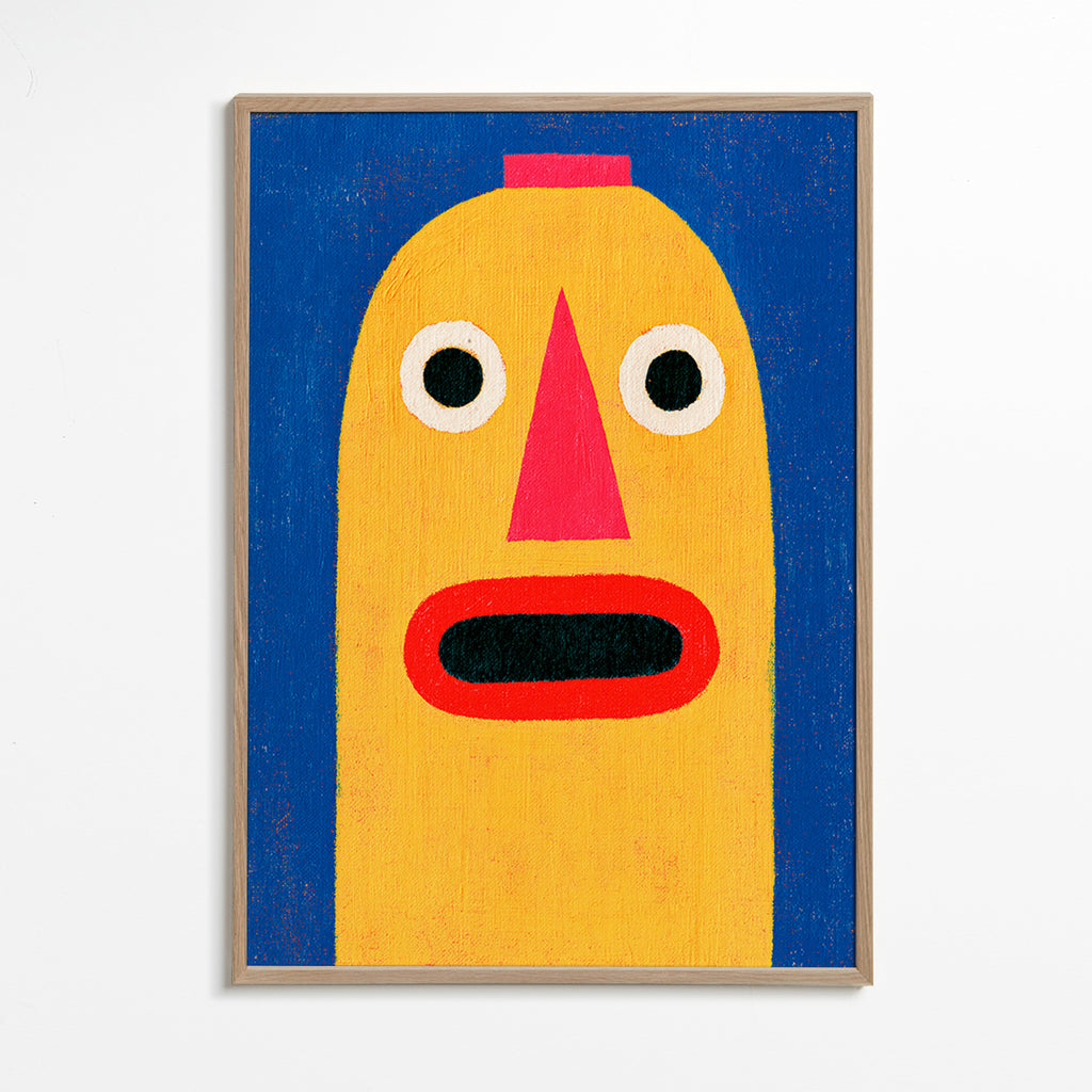 Ilustración máscara amarilla estilo pop – Oak Frame