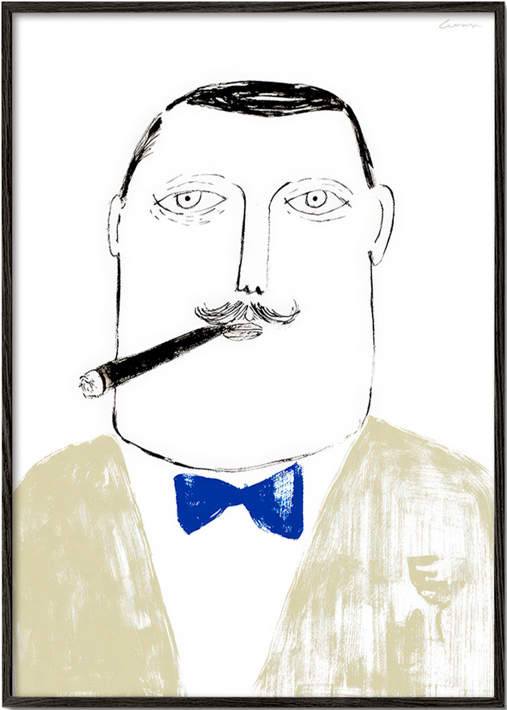 Ilustración de caballero con puro – Black Frame