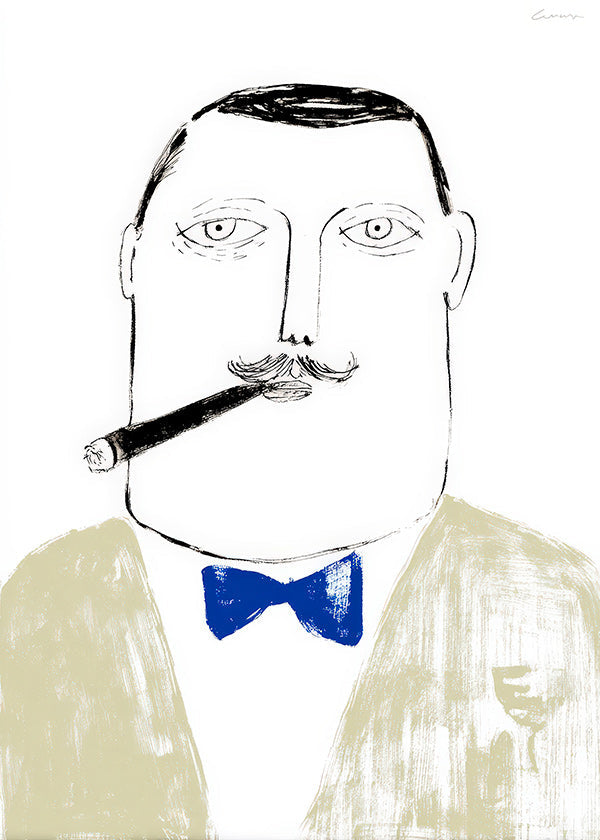 Ilustración de caballero con puro