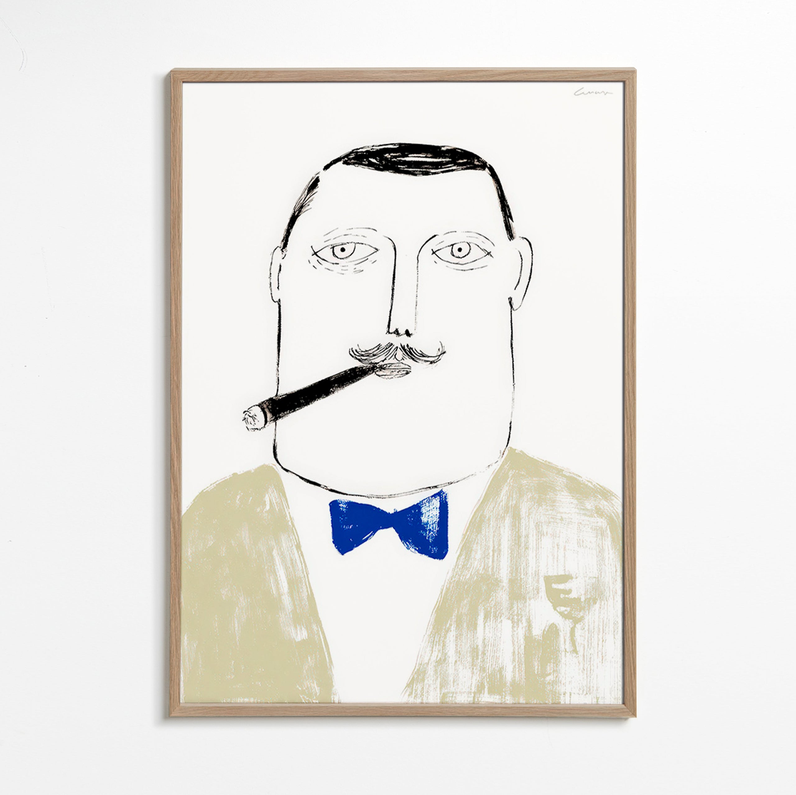Ilustración de caballero con puro – Oak Frame
