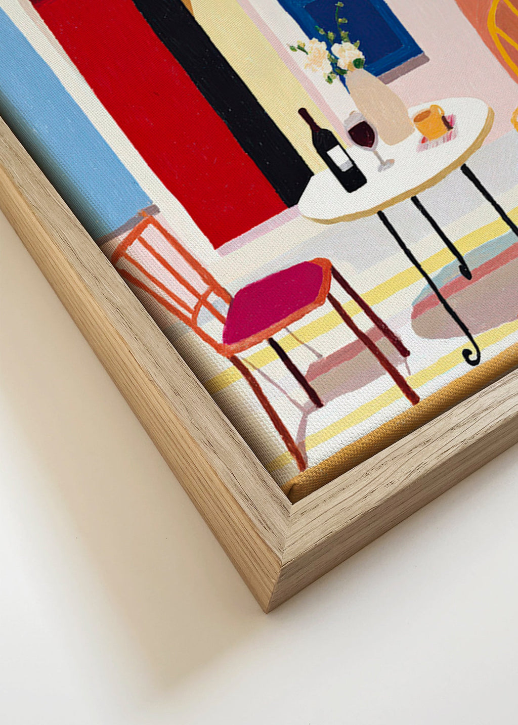 Cuadro de cocina: balcón italiano con mesa y copa de vino – Canvas detail