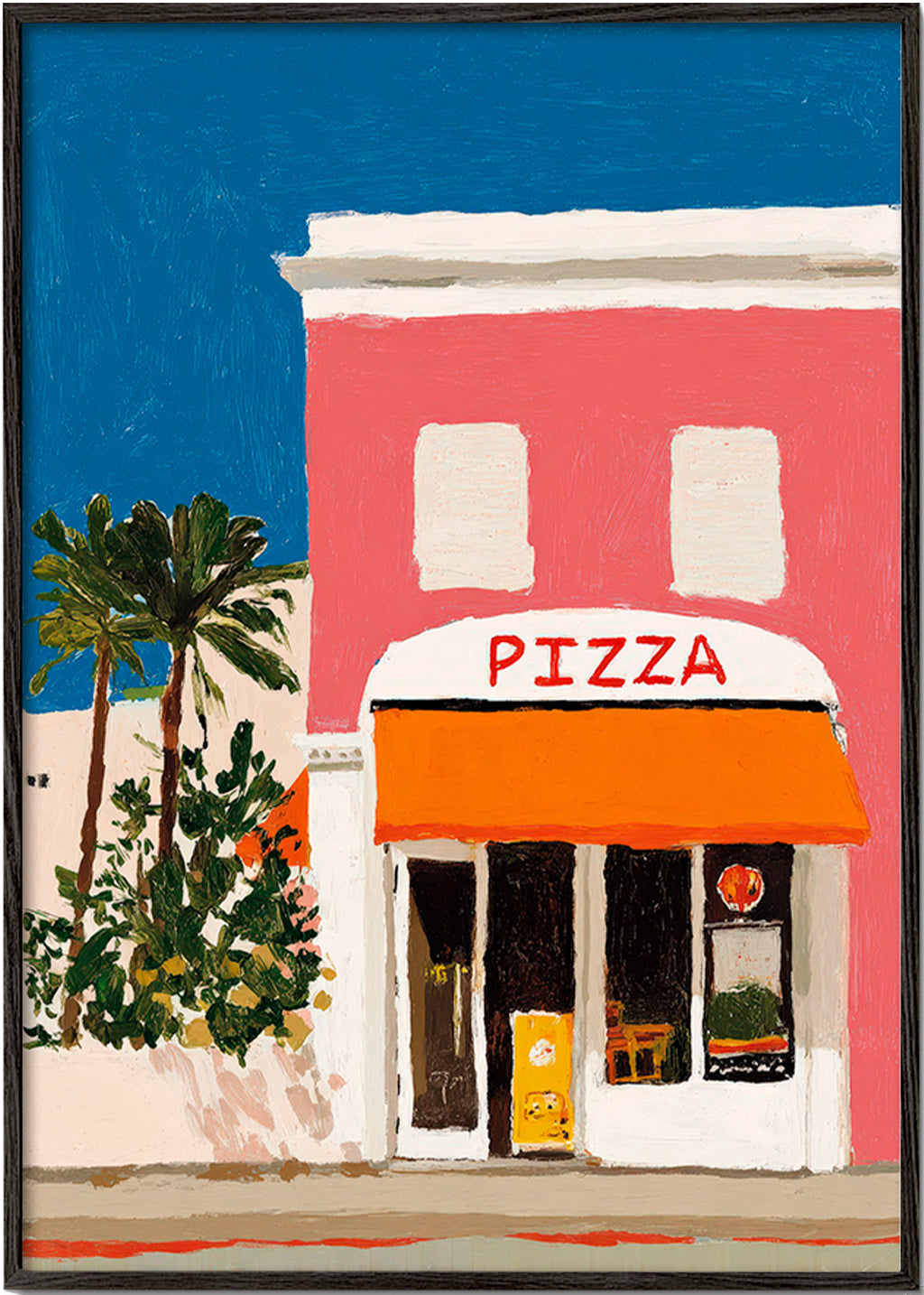 Cuadro de cocina fachada de pizzería – Black Frame