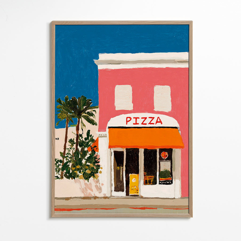 Cuadro de cocina fachada de pizzería – Oak Frame
