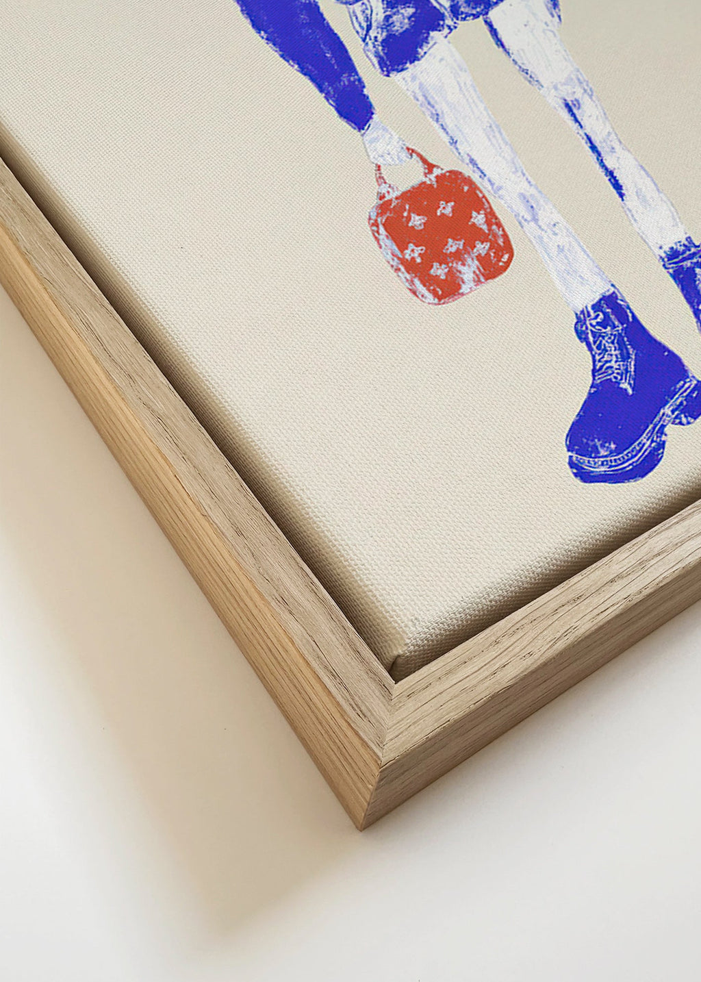 Ilustración de figura azul con maleta – Canvas detail