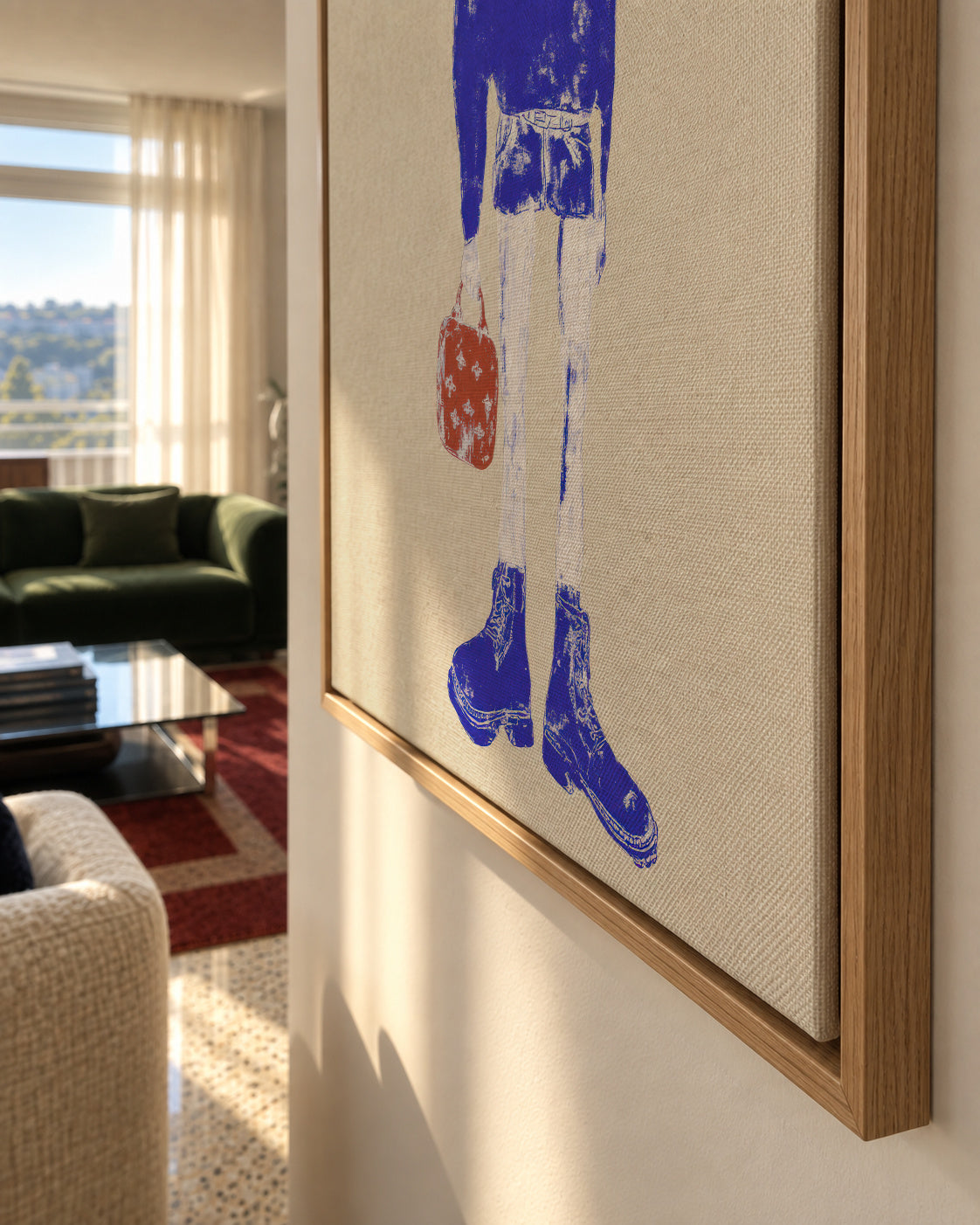 Blue Walker - Framed canvas detail
