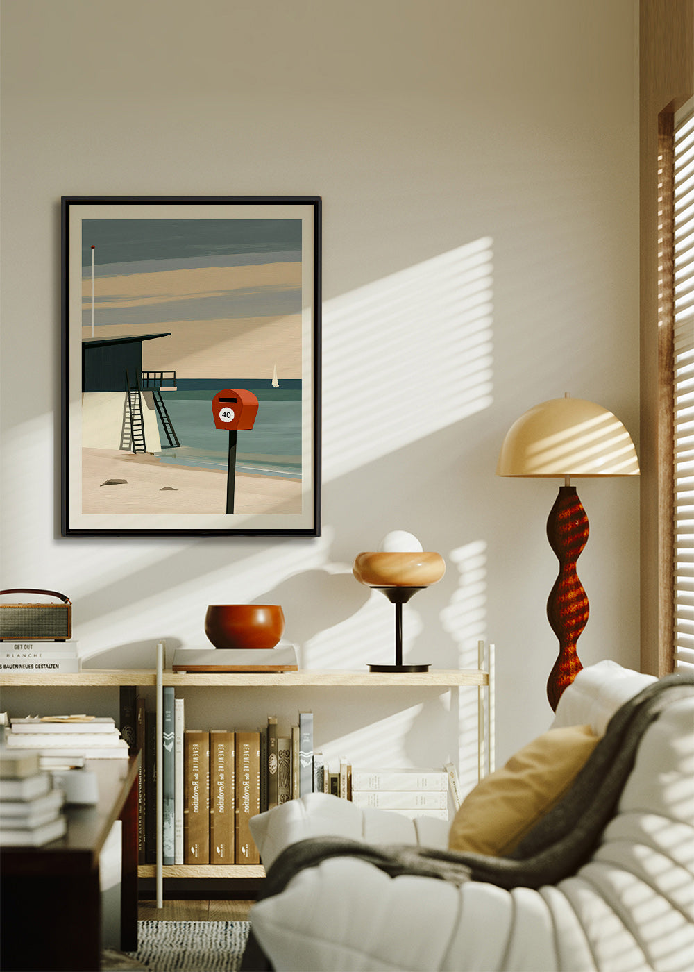 Cuadro de paisaje con puesto de vigilancia y buzón rojo – Canvas2
