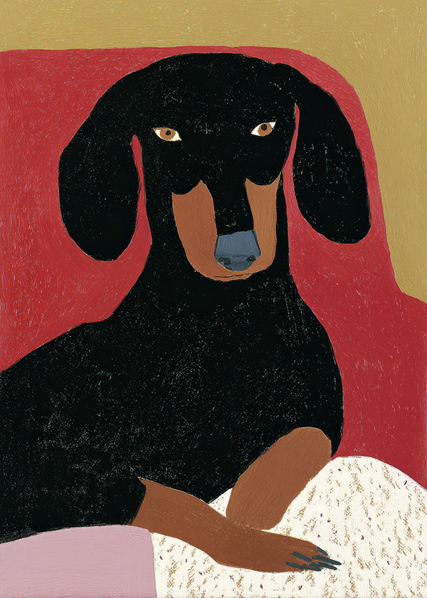 Cuadro perro salchicha negro estilizado