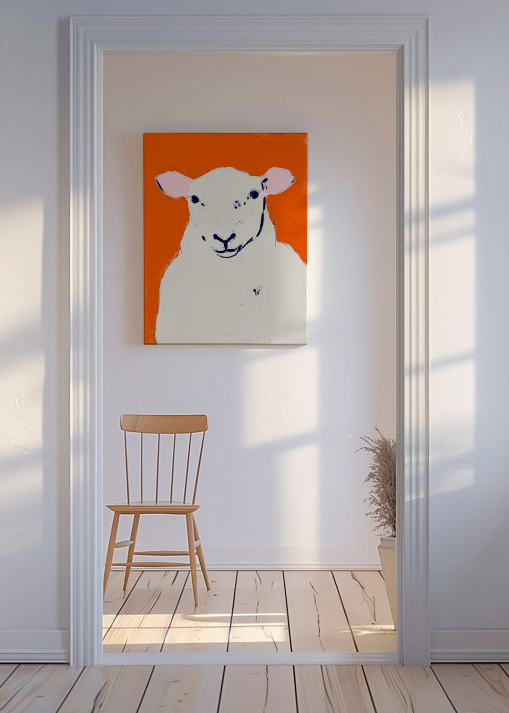 Cuadro oveja blanca minimalista – Canvas