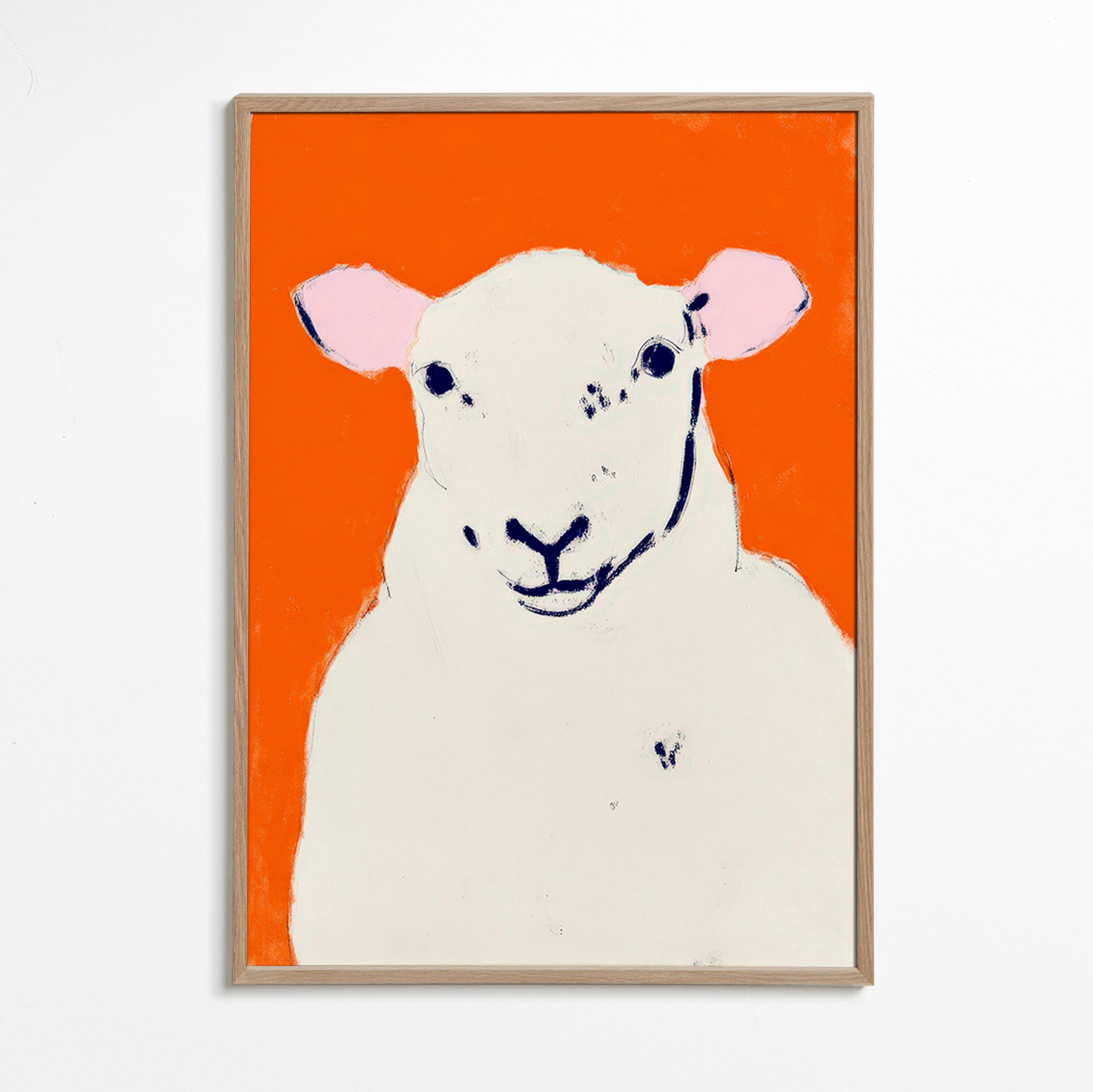 Cuadro oveja blanca minimalista – Oak Frame