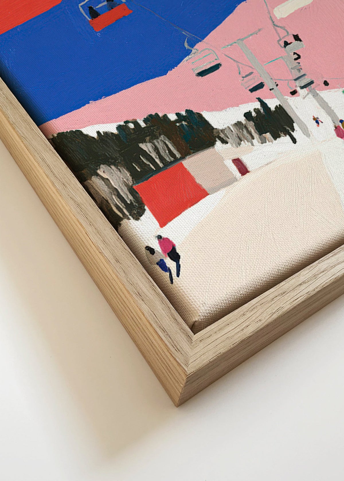 Cuadro de paisaje con telesillas sobre cielo azul – Canvas detail