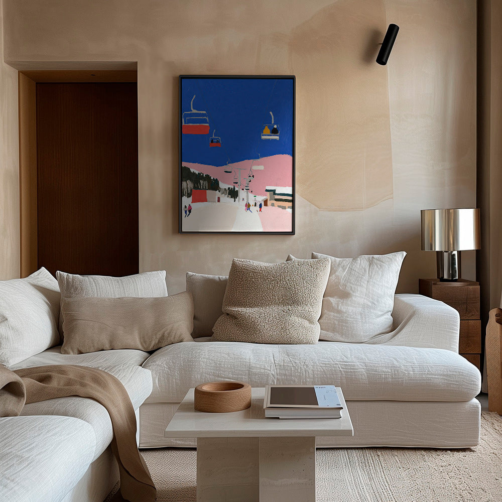 Cuadro de paisaje con telesillas sobre cielo azul – Canvas1