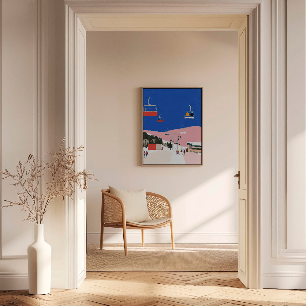 Cuadro de paisaje con telesillas sobre cielo azul – Canvas2