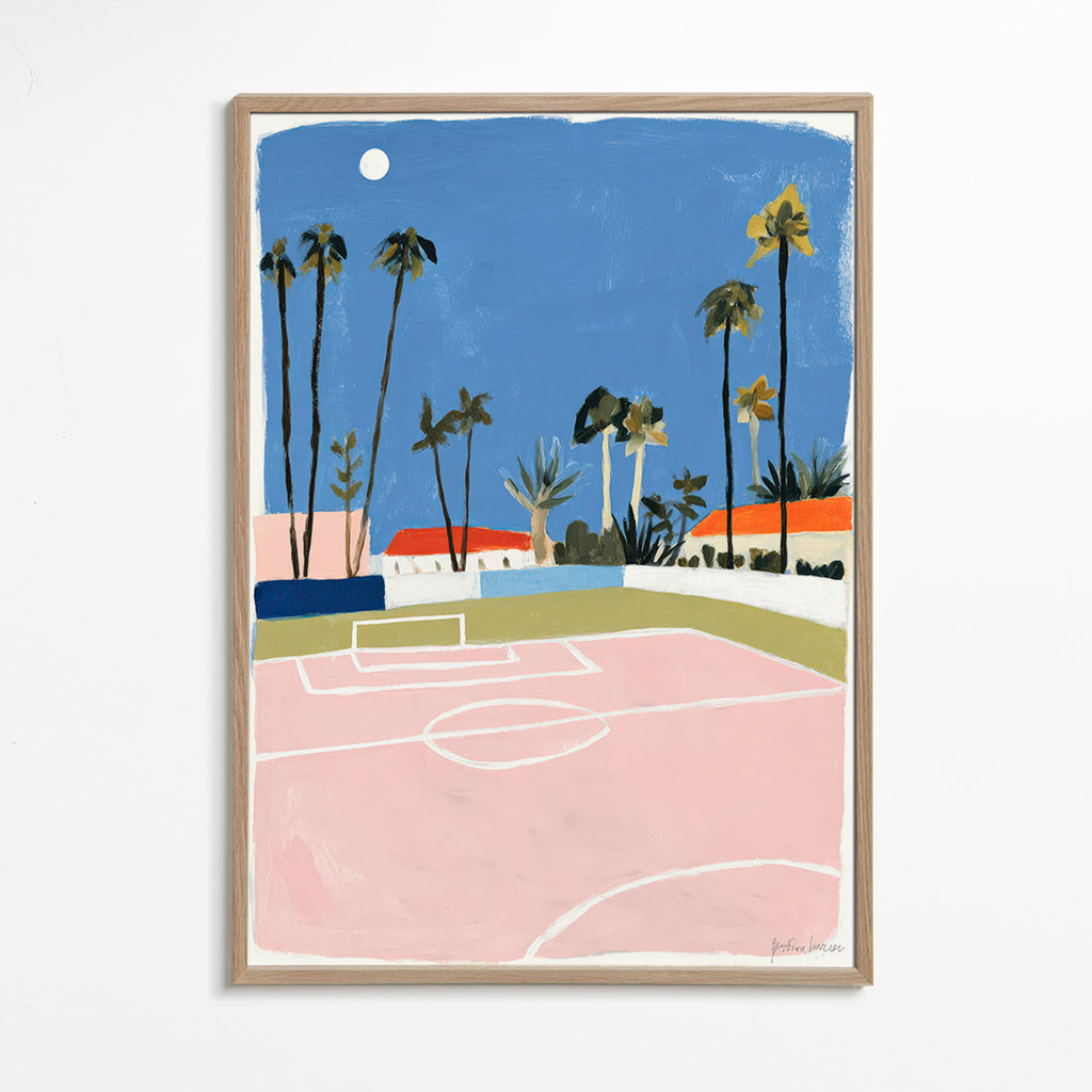 Cuadro deportivo con campo y palmeras – Oak Frame