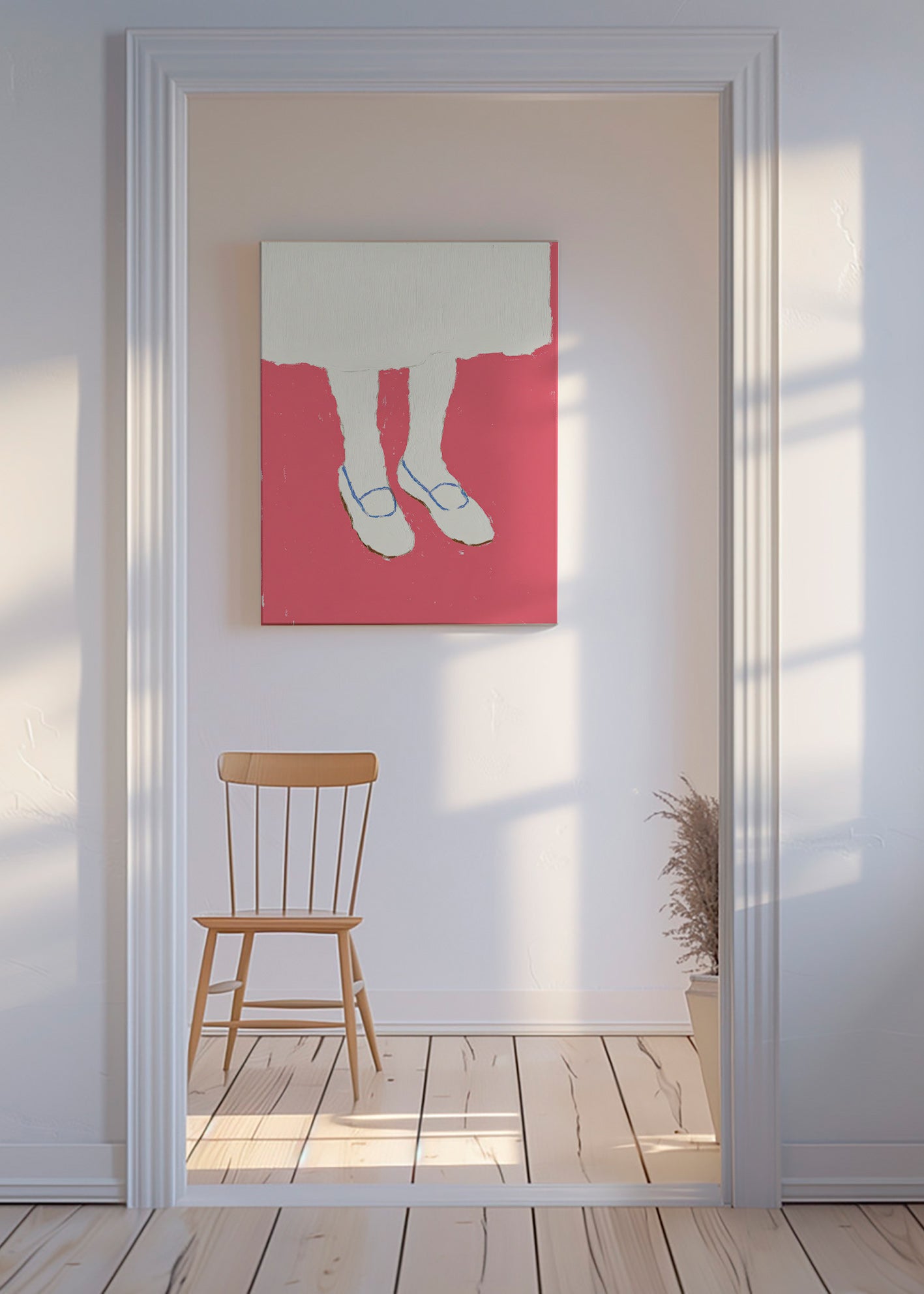 Ilustración de piernas con zapatillas rosas – Canvas