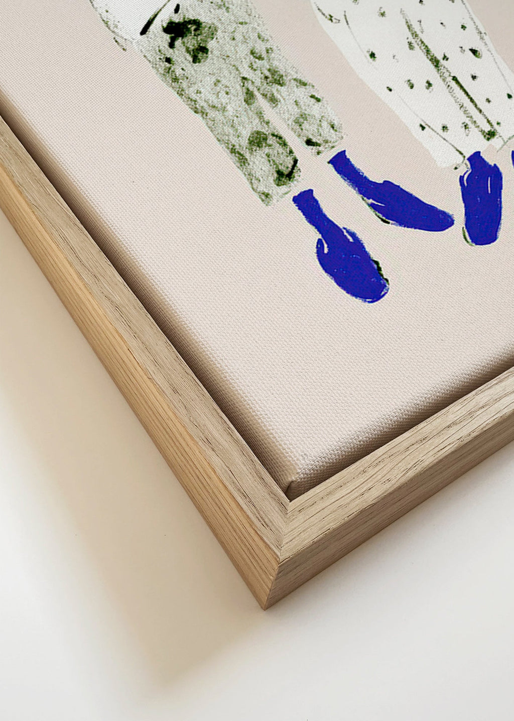 Ilustración de pareja minimal con botas azules – Canvas detail