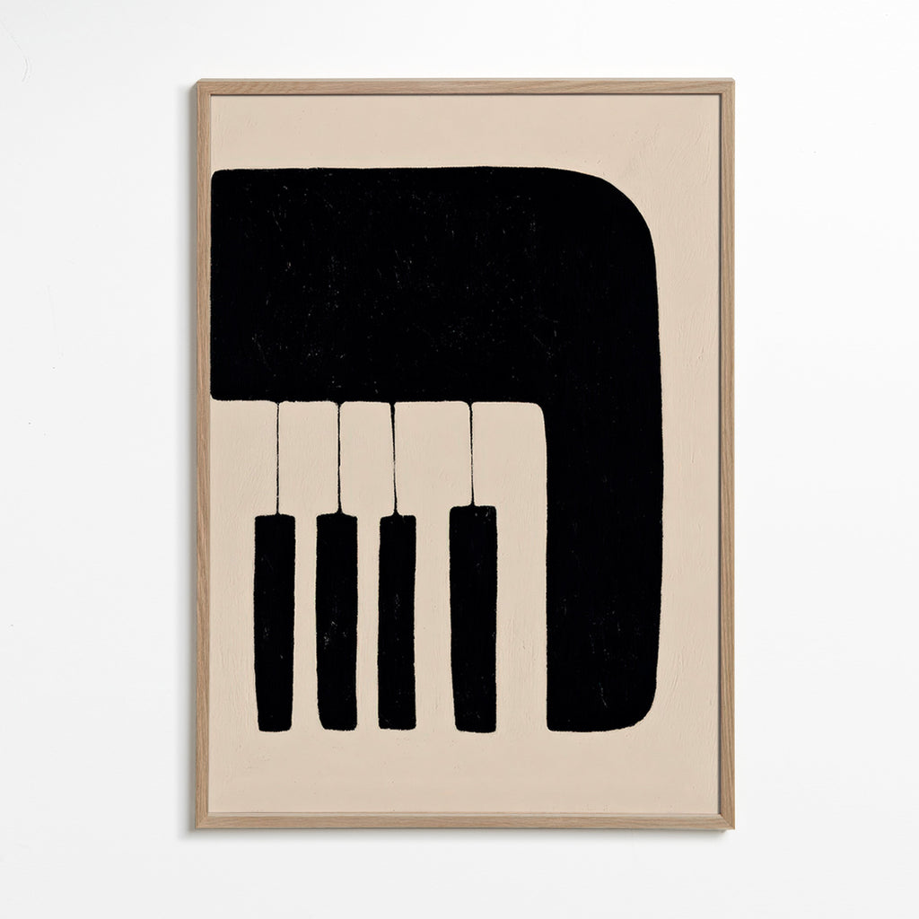 Cuadro minimalista de teclas de piano – Oak Frame