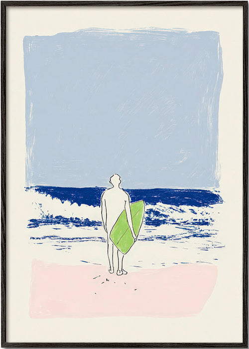 Ilustración surfista minimal – Black Frame