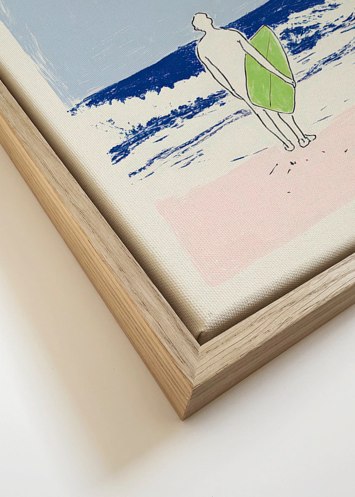 Ilustración surfista minimal – Canvas detail