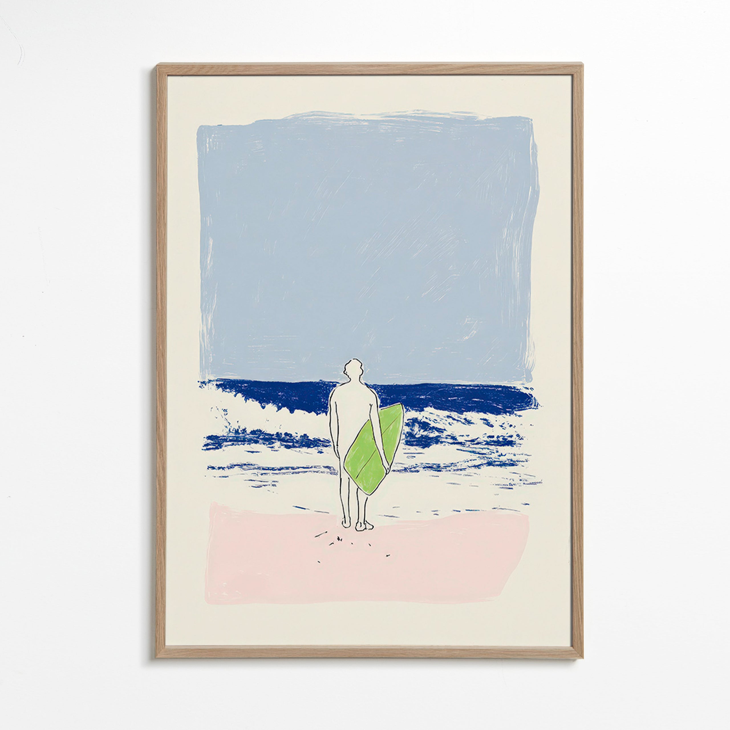 Ilustración surfista minimal – Oak Frame