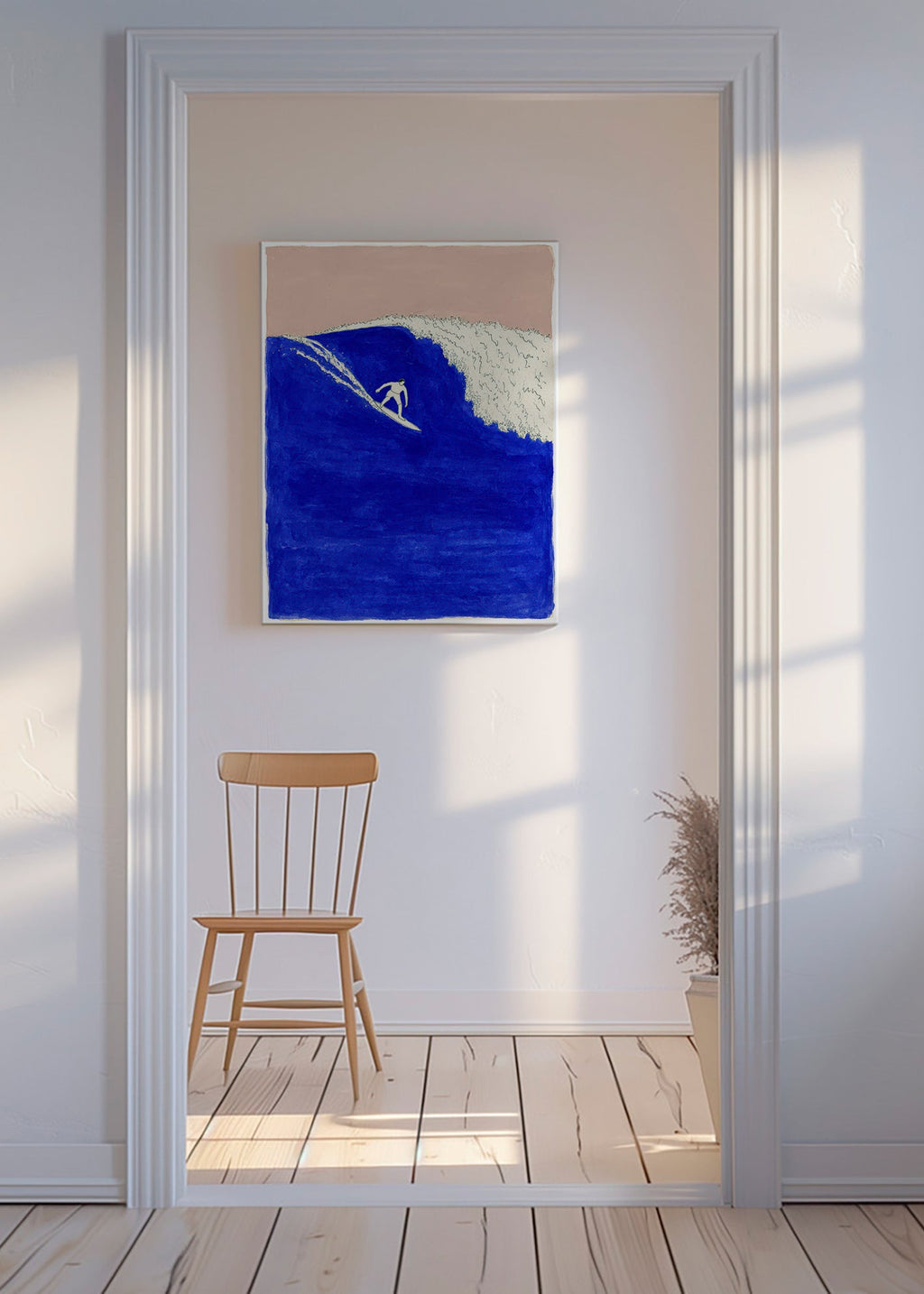 Cuadro deportivo: surfista en ola azul intensa – Canvas